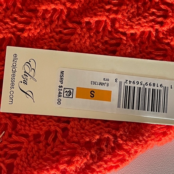 Eliza J Dress Cotton Crocheted Lined Orange Maxi Sleeveless Size Small New - Picture 9 of 11